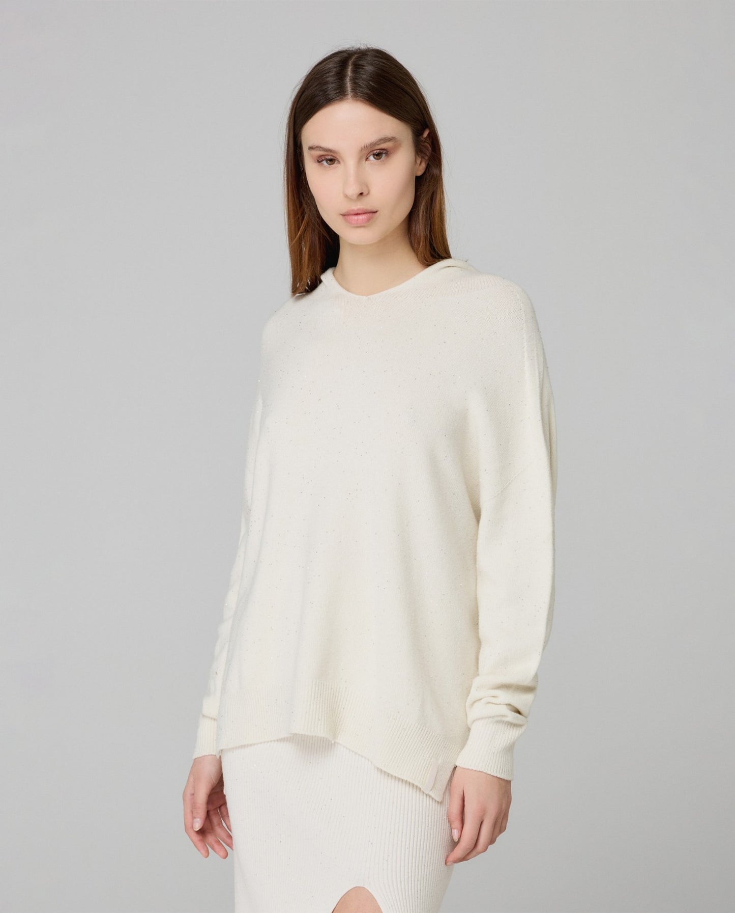 Maglia Cappuccio Con Paillettes