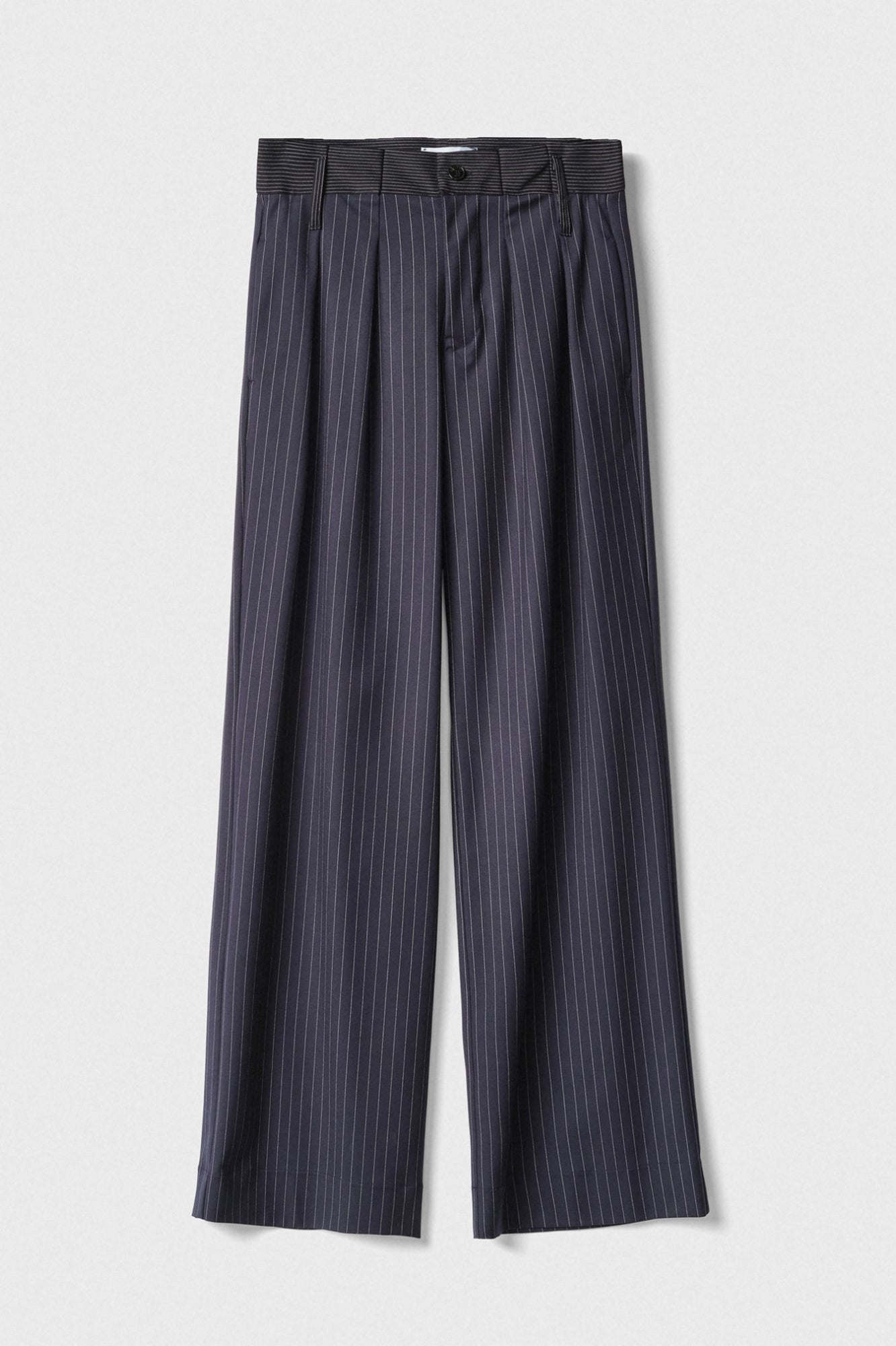 Pantalone Gessato A Gamba Larga