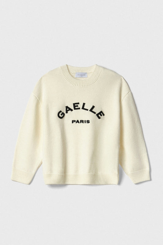 Pullover Paricollo In Maglieria Con Ricamo Logo