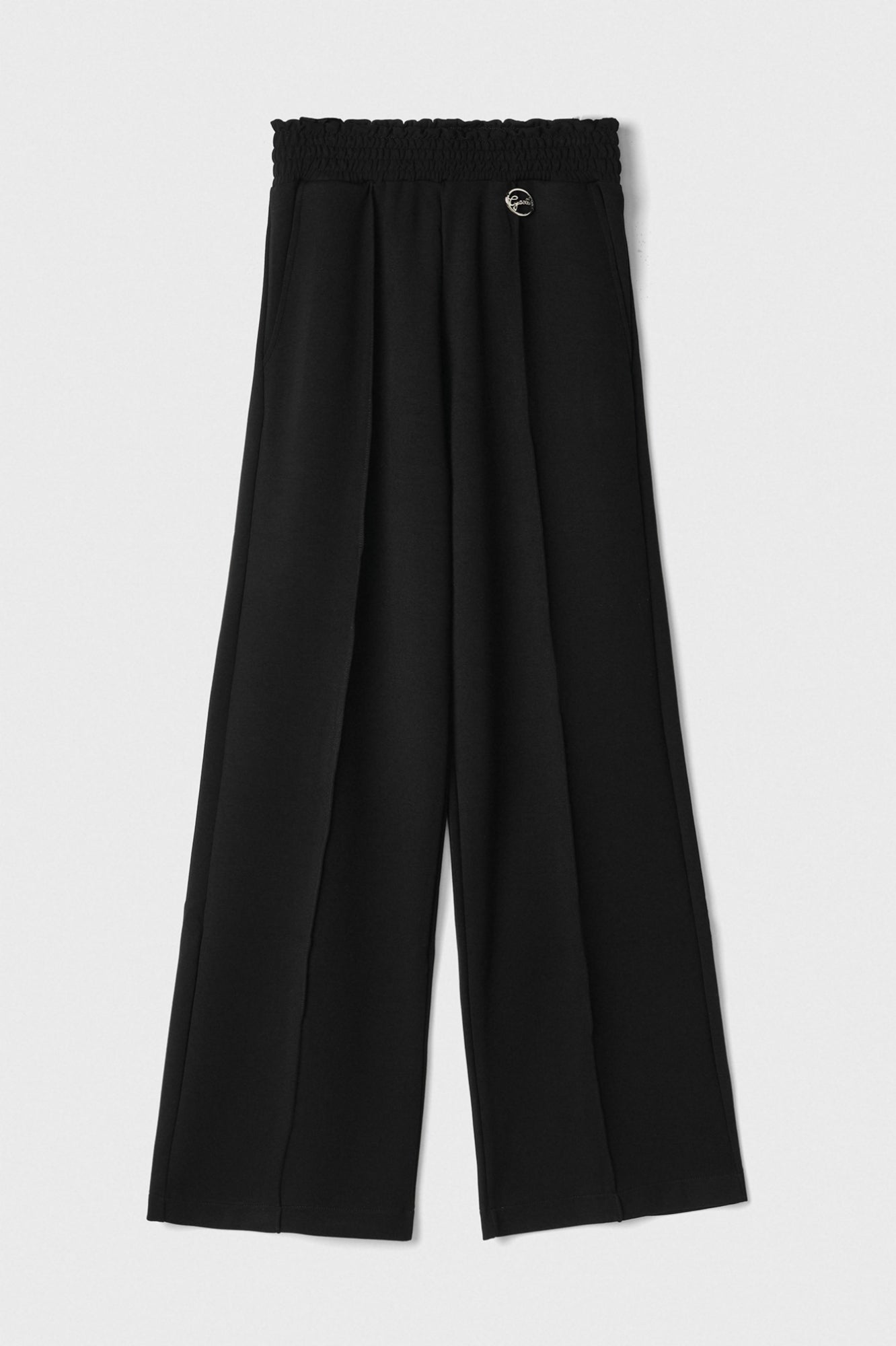 Pantalone Dritto A Vita Alta Con Punto Smock