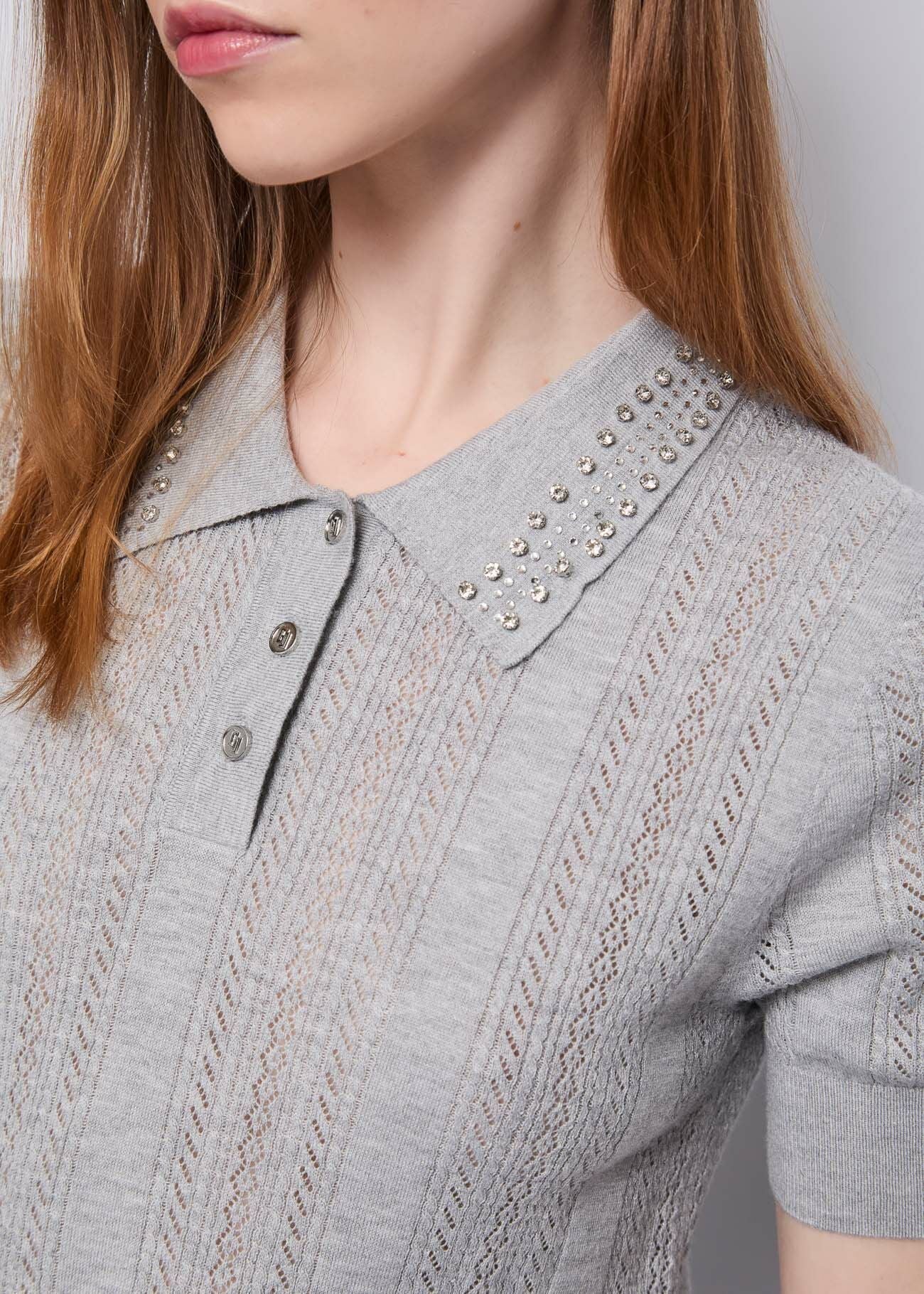Polo in filato con strass