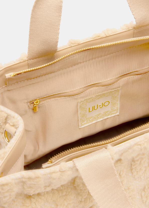 Shopping bag grande in misto lana