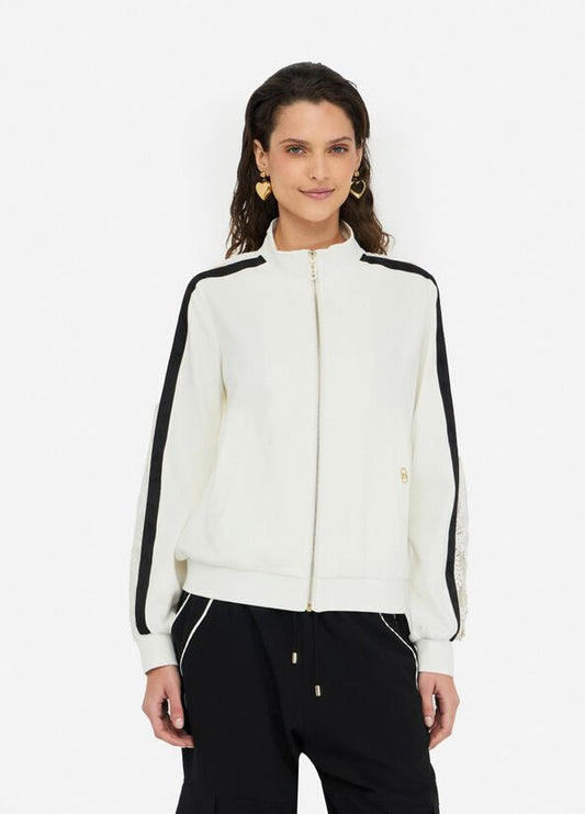 Felpa in cotone con pizzo