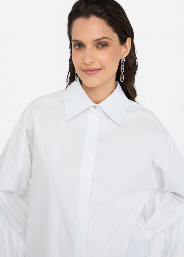 Camicia in popeline con frange