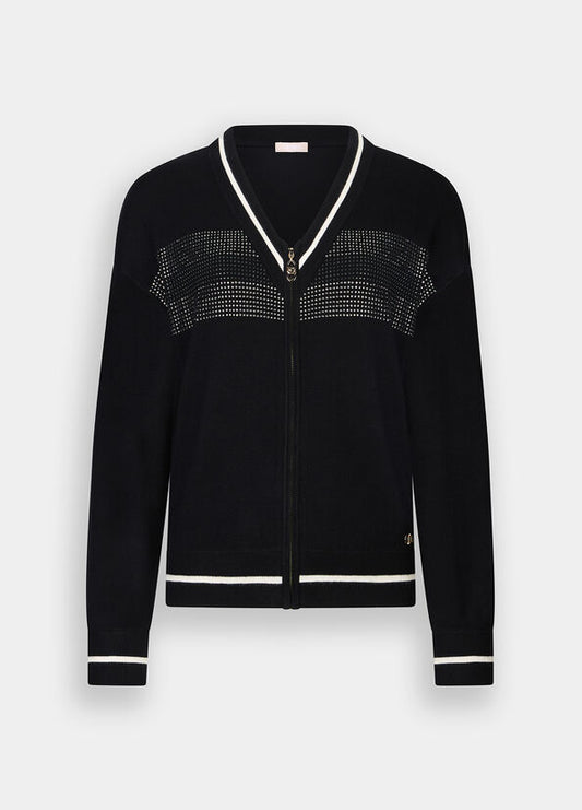 Cardigan con zip e strass
