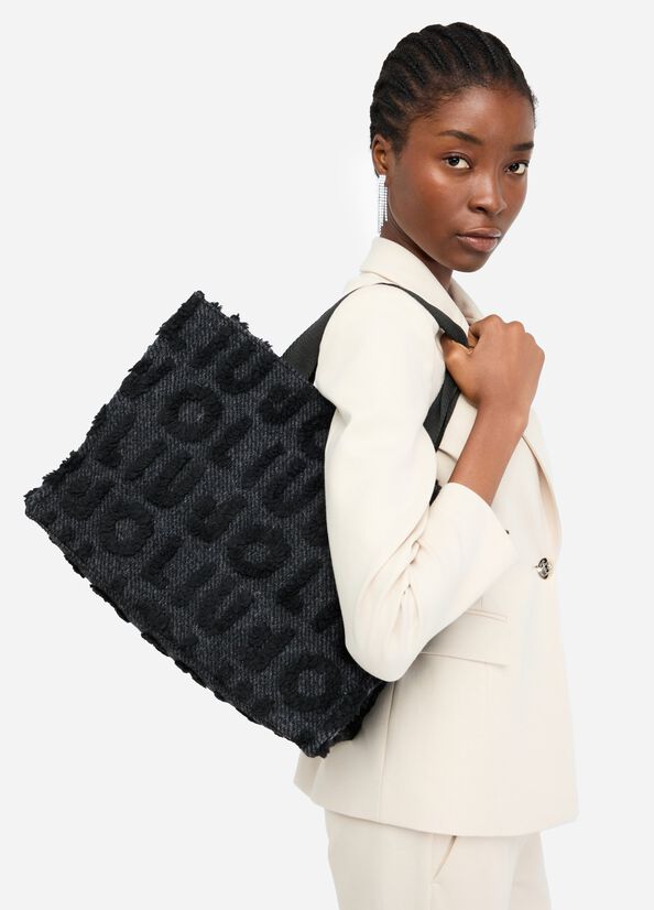 Shopping bag grande in misto lana