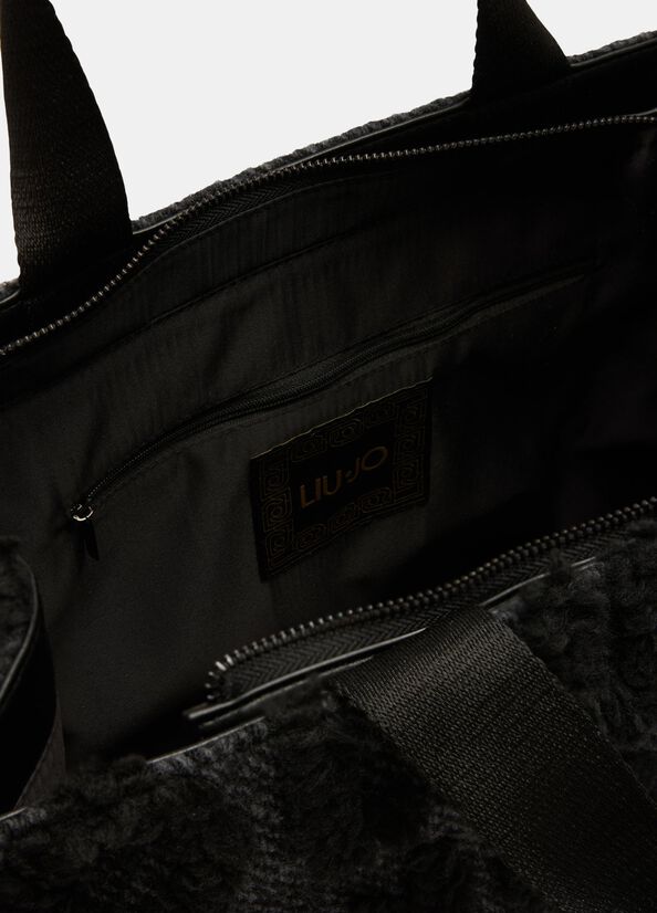 Shopping bag grande in misto lana
