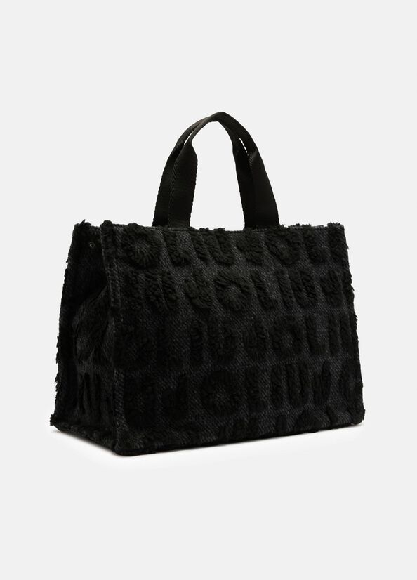 Shopping bag grande in misto lana