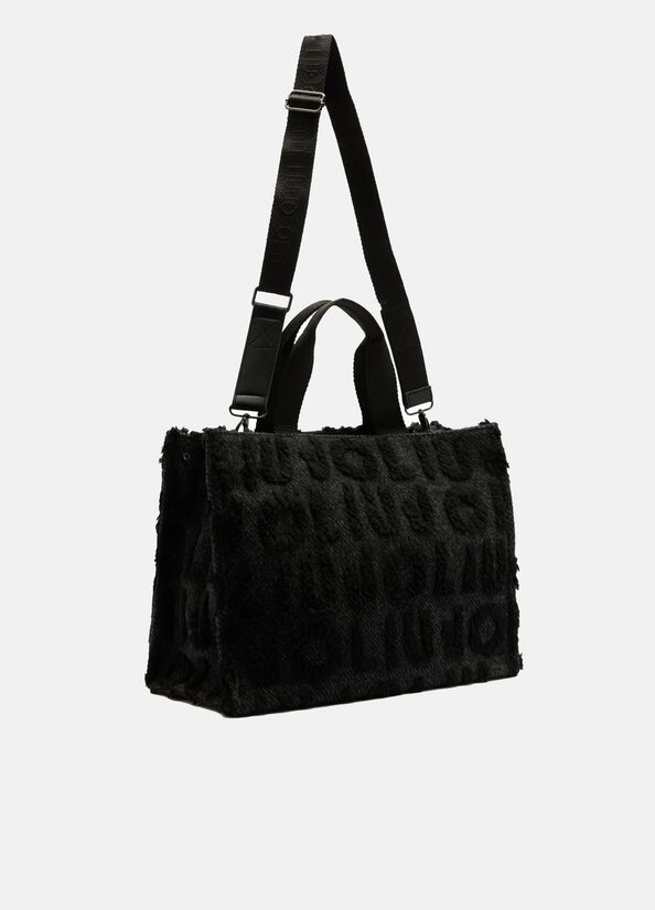 Shopping bag grande in misto lana