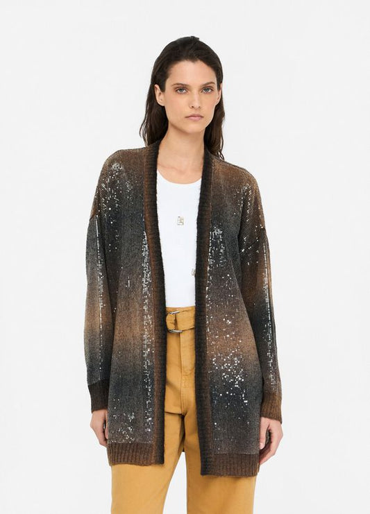 Cardigan lungo con paillettes