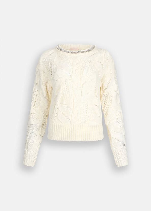 Maglia traforata con pietre gioiello