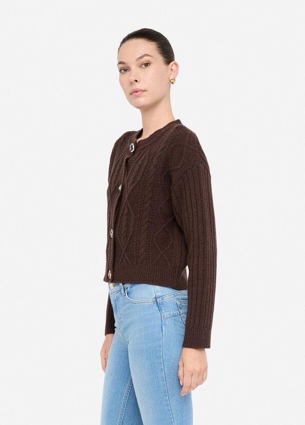 Cardigan in lana con bottoni gioiello