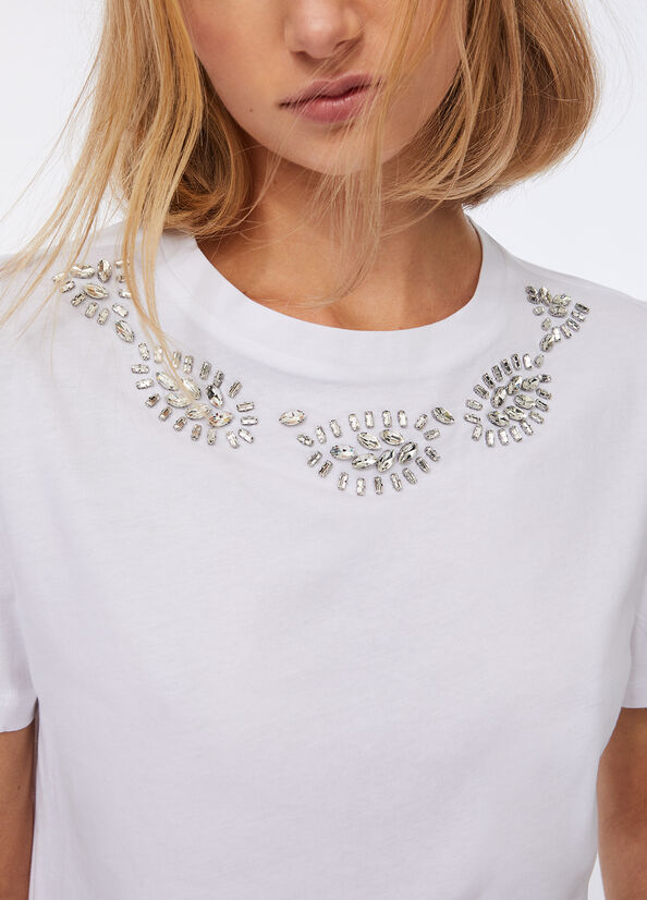 T-shirt con ricami gioiello