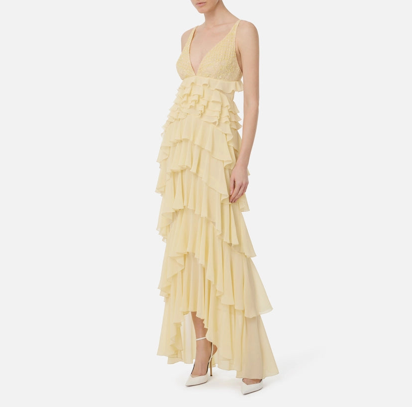 Abito Red Carpet in georgette con balze