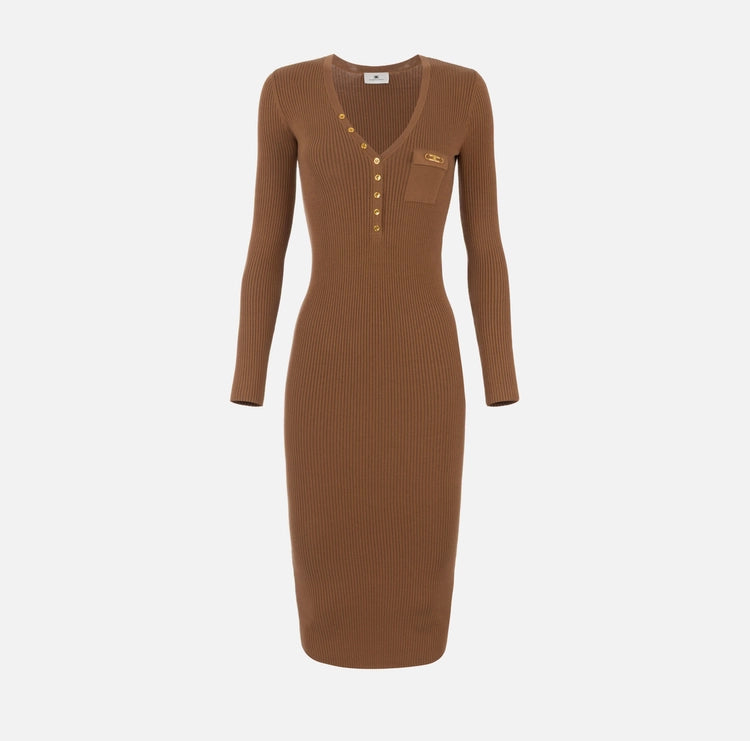 Abito in maglia a costine con taschino