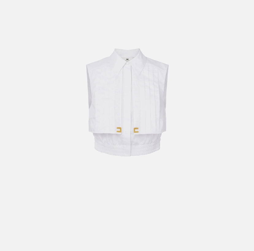 Camicia cropped in popeline con mantellina