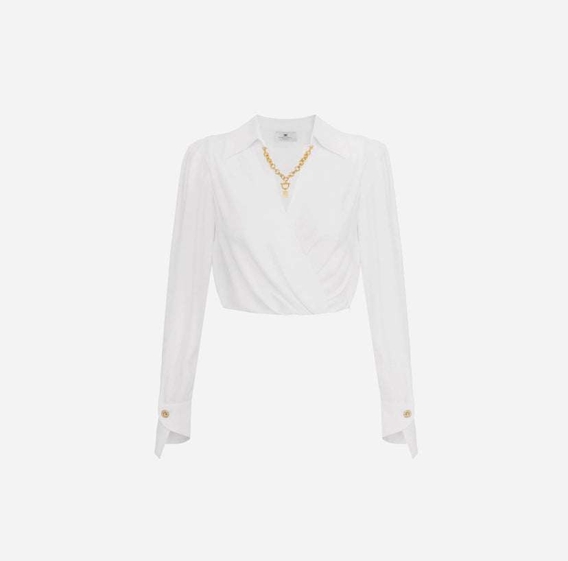 Camicia in georgette con dettaglio gioiello
