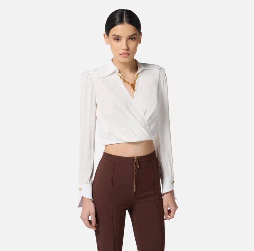 Camicia in georgette con dettaglio gioiello
