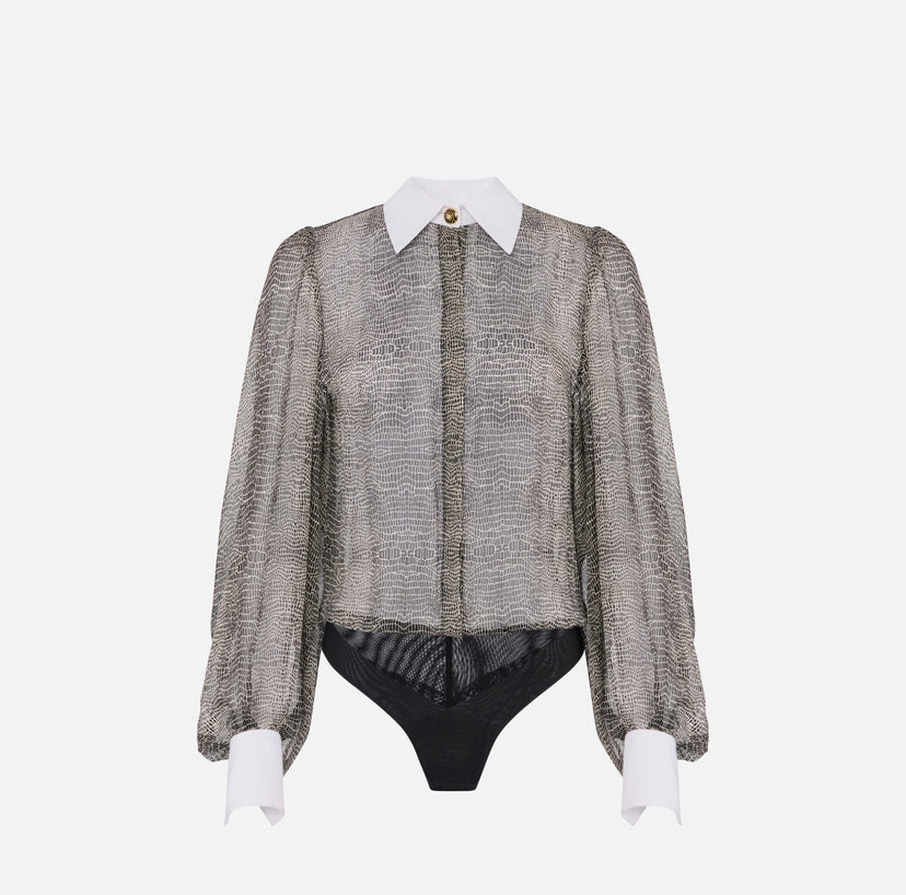Body con stampa pitone e colletto