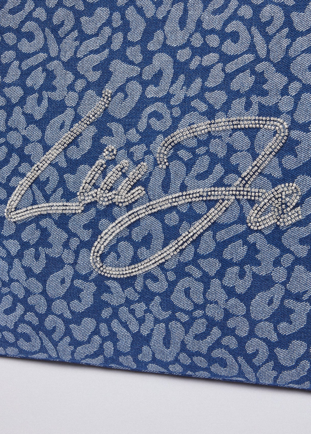Tote bag grande in denim animalier