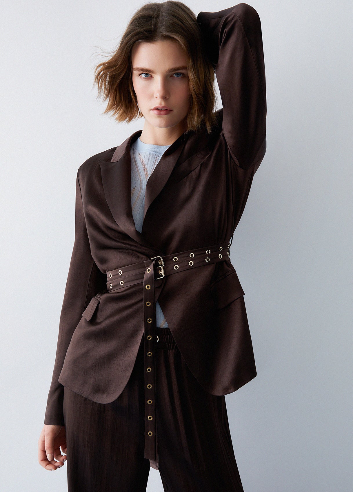 Blazer in raso con cintura
