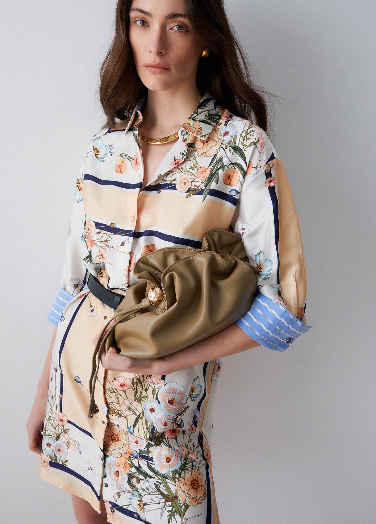 Abito corto in twill stampato