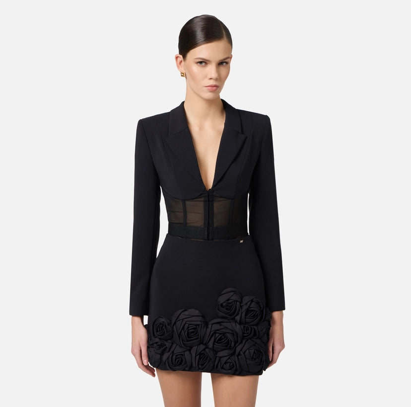 Giacca in crêpe e tulle