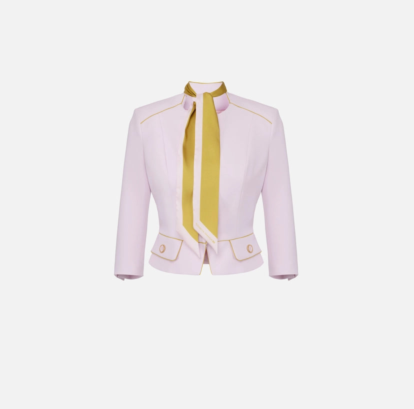 Giacca in crêpe con foulard bicolore
