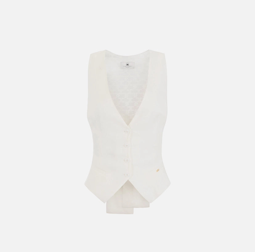 Gilet in gabardina di misto lino