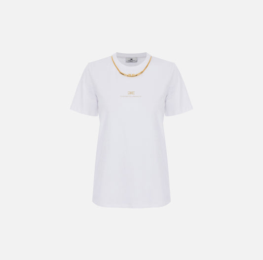 T-shirt in jersey di cotone con collana