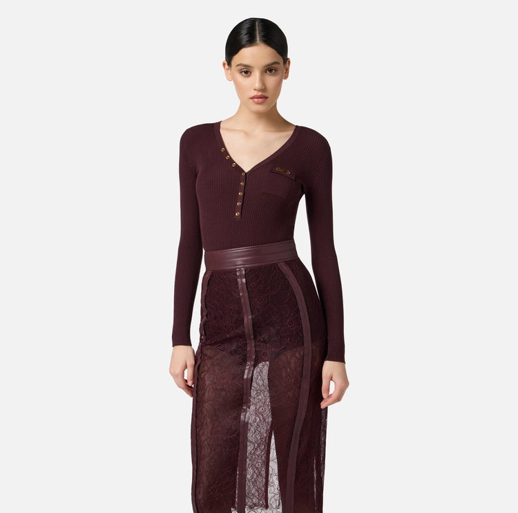 Maglia a costine con taschino