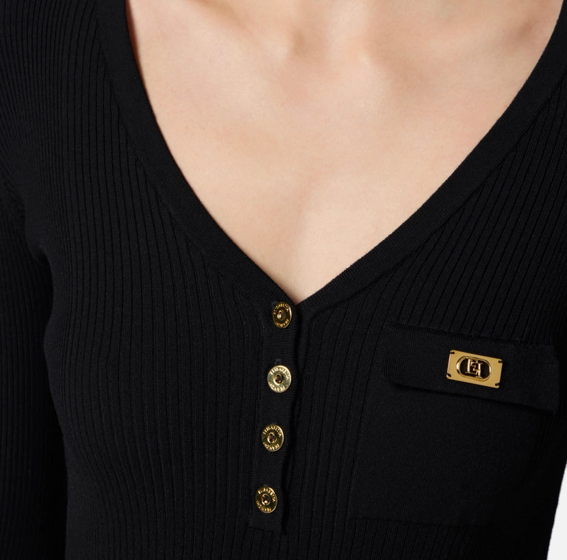 Maglia a micro costine con taschino
