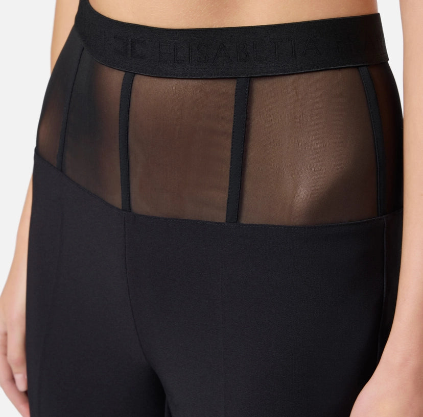 Pantaloni in crêpe con baschina in tulle
