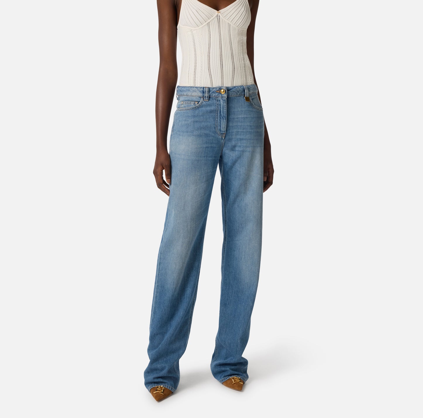 Jeans a palazzo con dettaglio logo