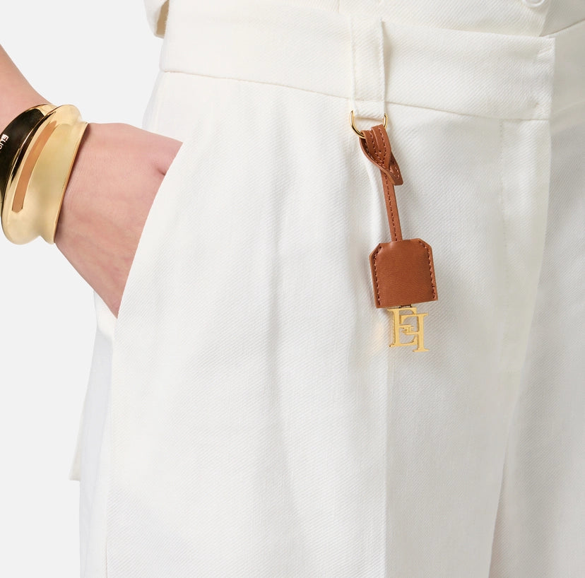 Shorts in gabardina di misto lino