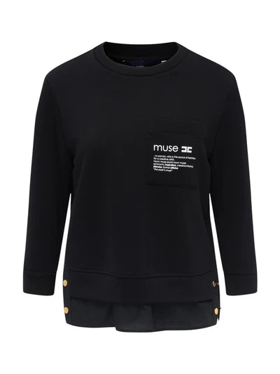 Maglia in felpa con dettagli in popeline