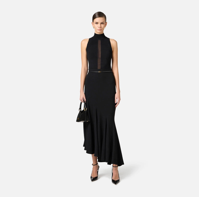 Top in viscosa con dettaglio in tulle