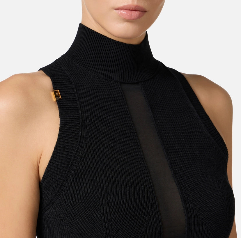 Top in viscosa con dettaglio in tulle
