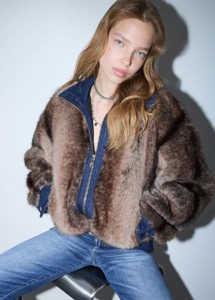 GIUBBINO DENIM VISONE