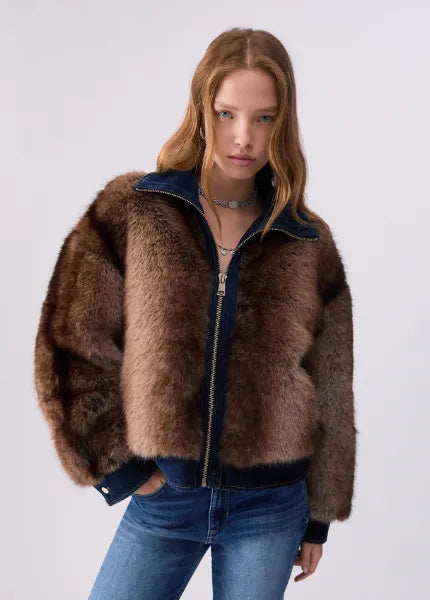 GIUBBINO DENIM VISONE