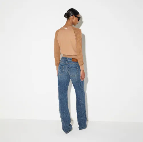 JEANS A PALAZZO CON STRASS