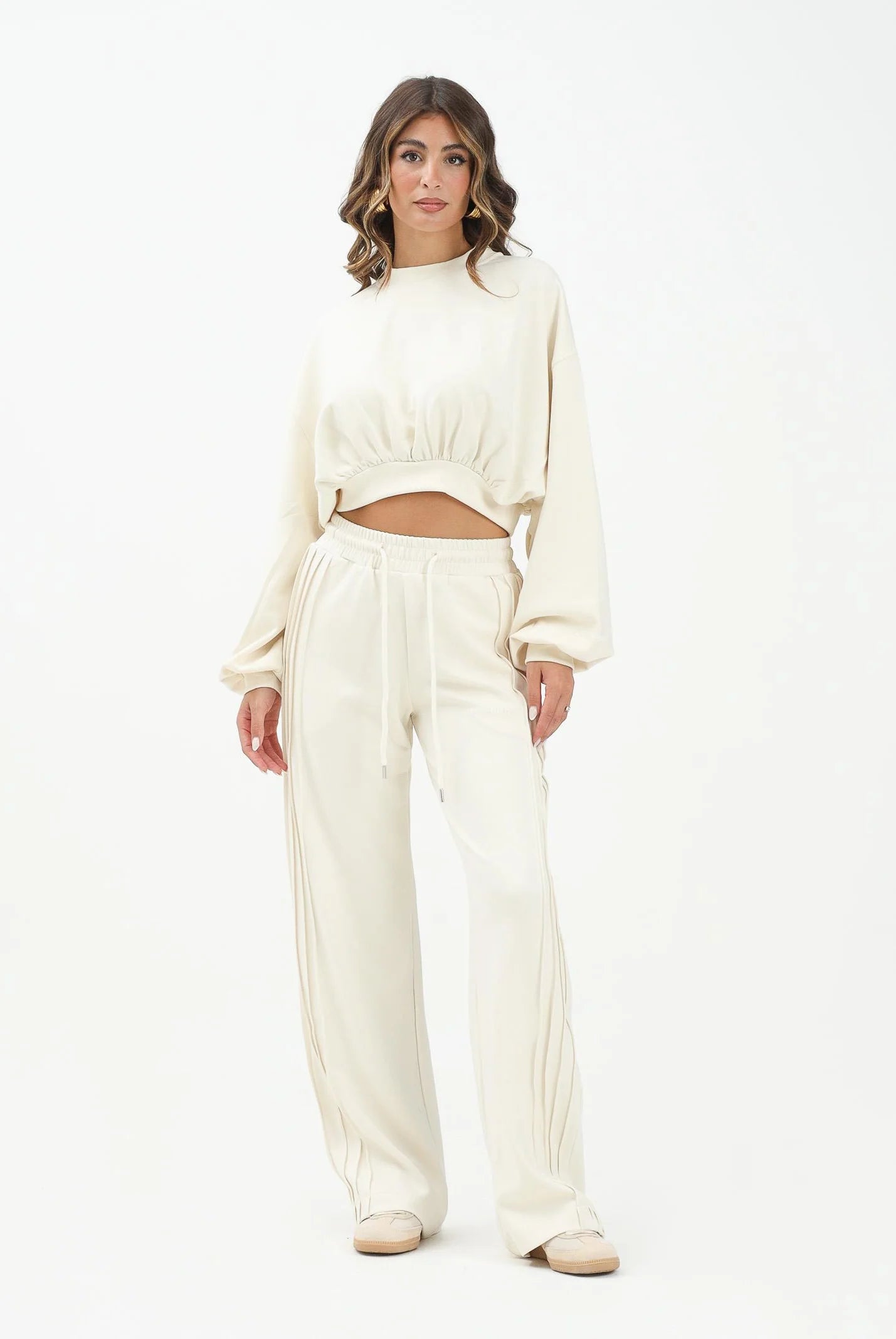 Felpa crop girocollo