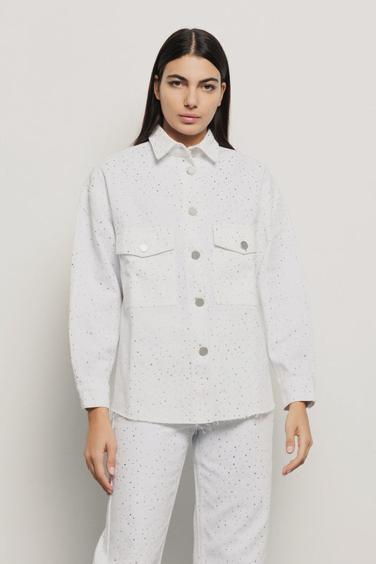 Giacca camicia strass all over