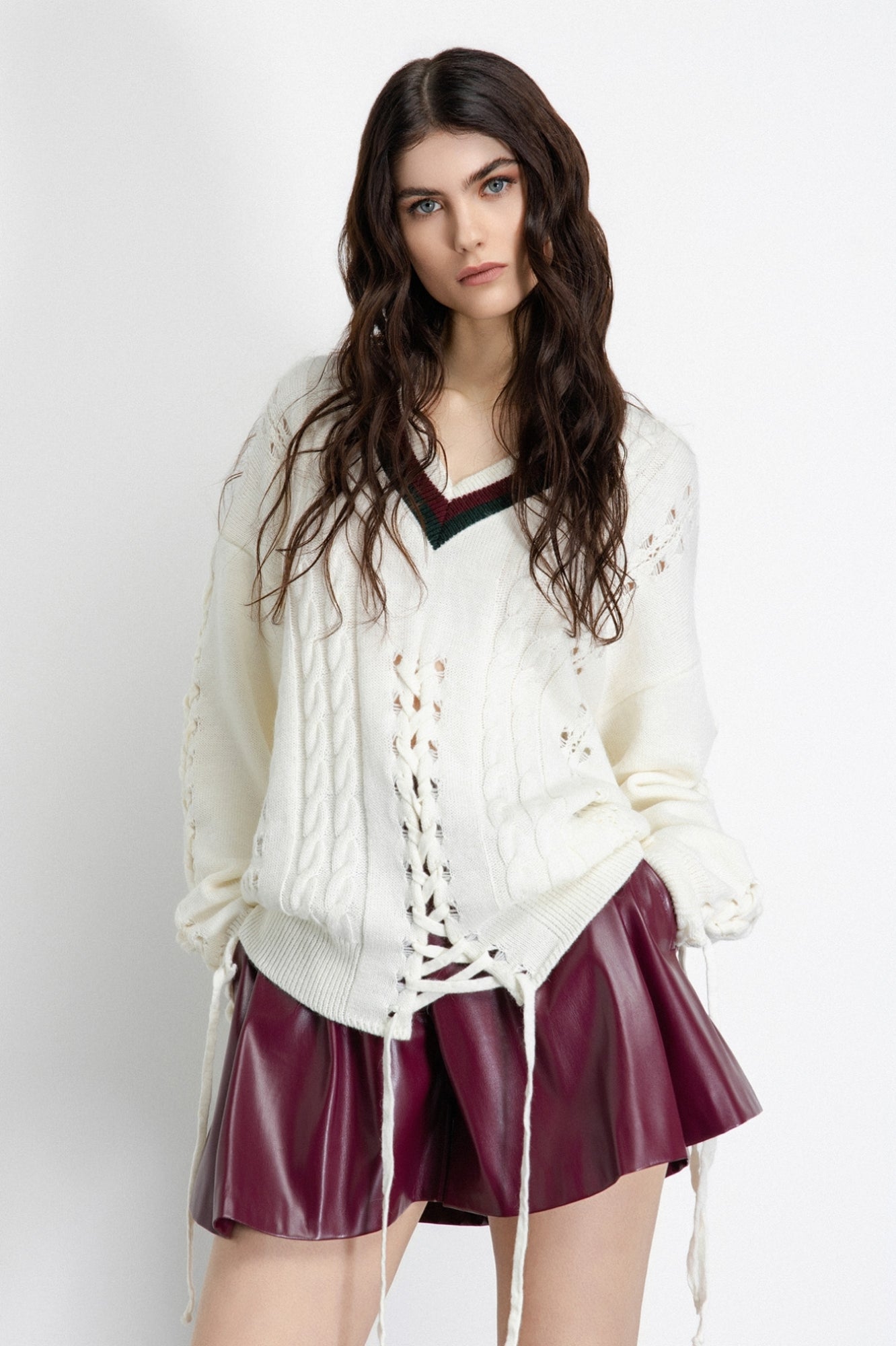 Pullover In Maglieria Con Scollo A V