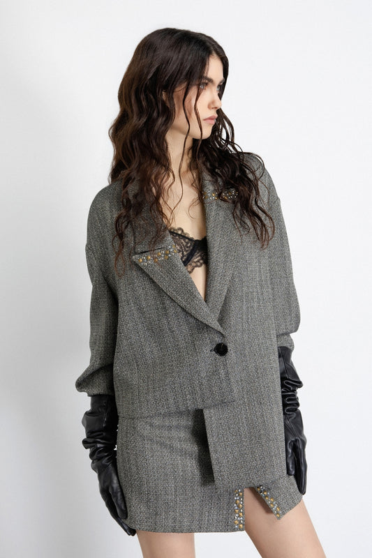 Giacca Doppiopetto Assimmetrica Con Spalla Scesa E Revers Sfalsati