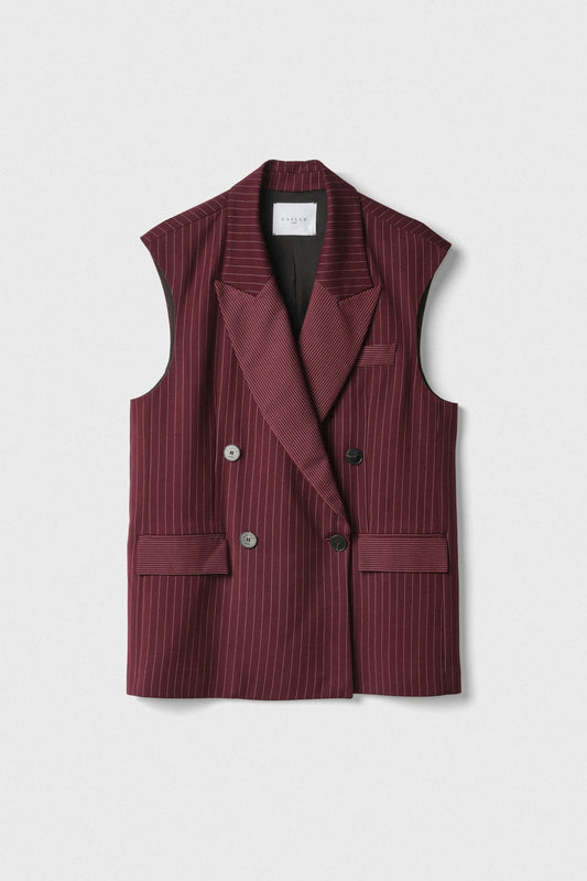 Gilet In Twill Gessato Doppiopetto Over