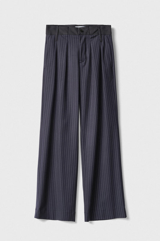 Pantalone Gessato A Gamba Larga