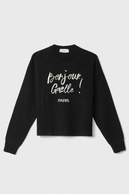 Pullover In Maglia Rasata Con Ricamo Sul Davanti