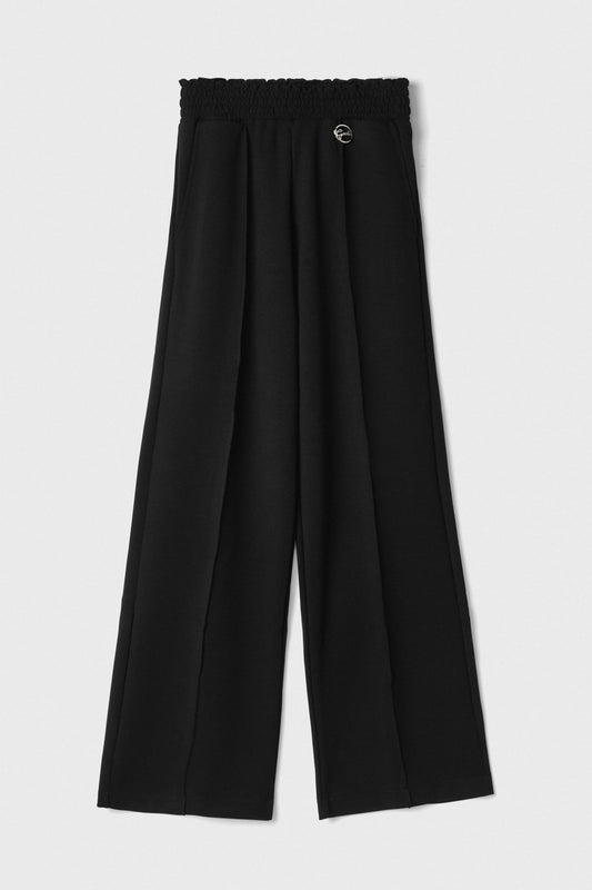 Pantalone Dritto A Vita Alta Con Punto Smock