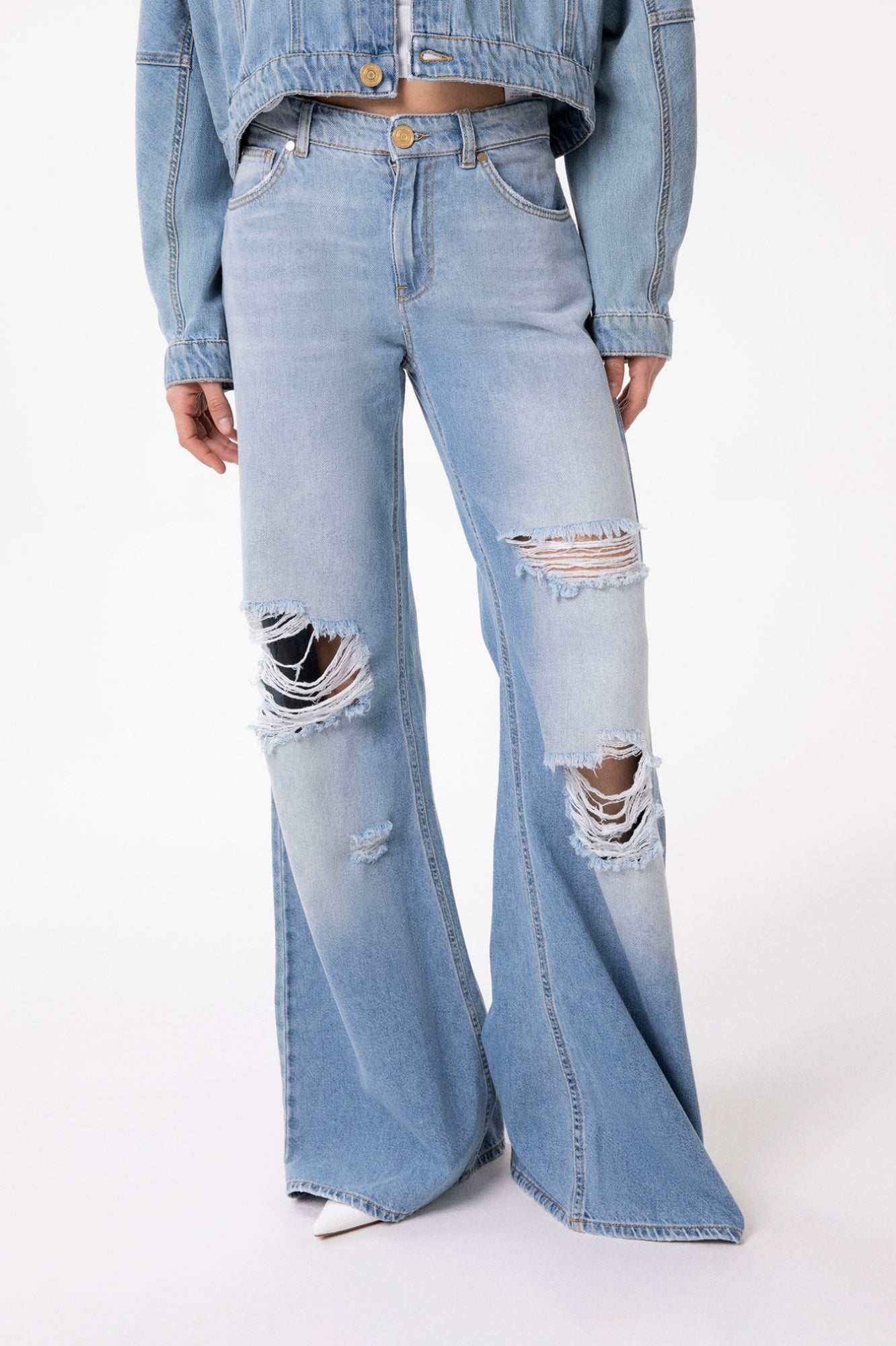 Pantalone in denim wide leg